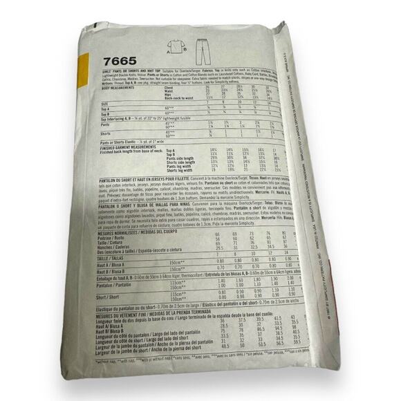 Simplicity Sewing Pattern 7665 Pants Shorts Knit Top Girls Size 7-14 Vintage - Picture 3 of 4